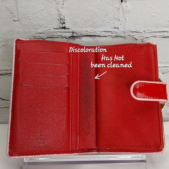 'LOUIS VUITTON' 'EPI' LEATHER CURVED~KISS~LOCK CUSTOM CHERRY RED WALLET - Picture 5 of 16